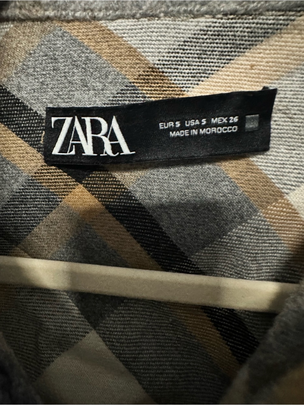 ZARA Plaid Oversized Shacket Overshirt Jacket Cream Grey Camel S - Picture 3 of 4